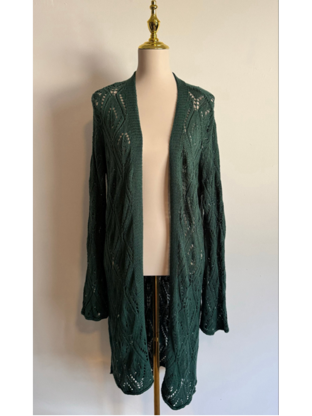 Women's Wishlist Green Open Front Knit Cardigan Size L